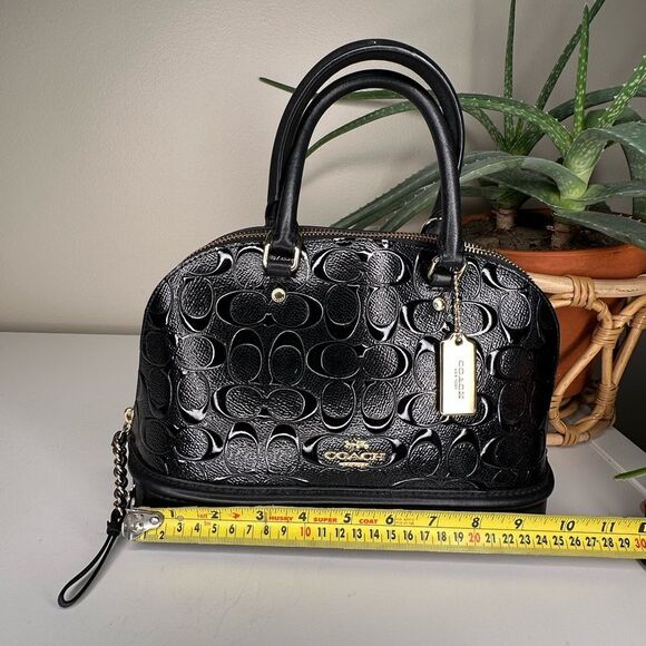 Coach Mini Sierra Satchel Bag Black Embossed Signature Leather Gold Hardware - Picture 10 of 14